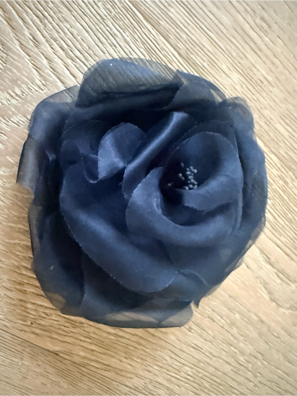 Navy Tulle Fabric Flower Brooch - Timeless Floral Accent for Women